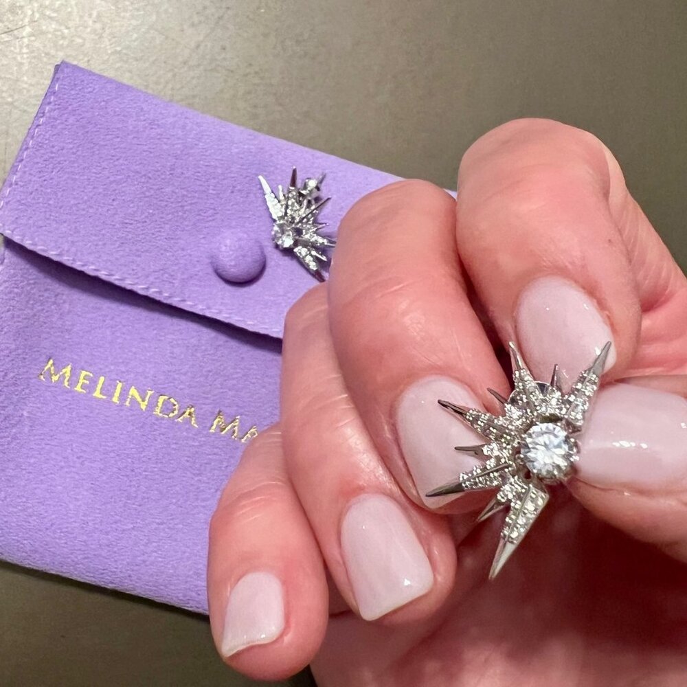 Melinda Maria Gabriella Sunburst Stud Earrings - NWT, Silver - STUNNING!